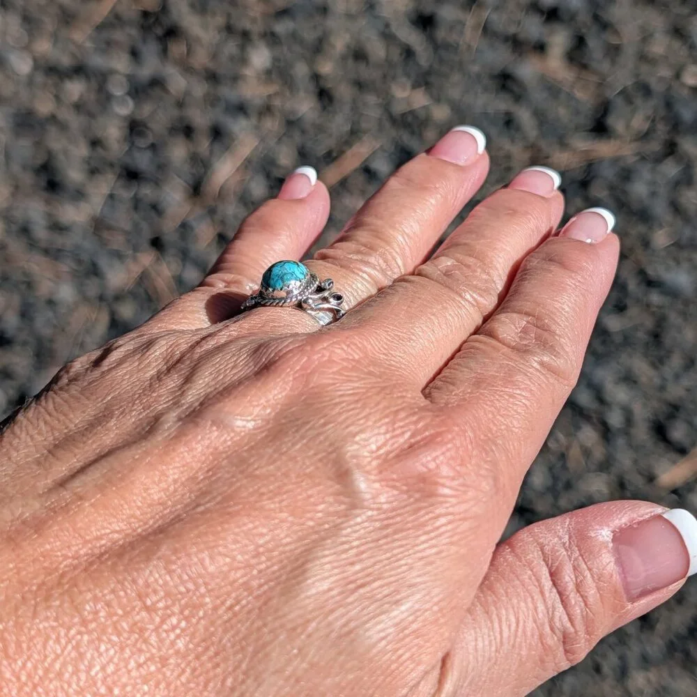 Handcrafted Navajo Green Turquoise Ring Native American Jewelry Sz‎ 7.75**